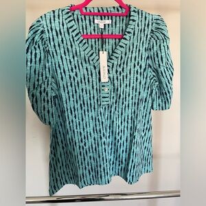 Chico's Teal and Purple Short Sleeve Top